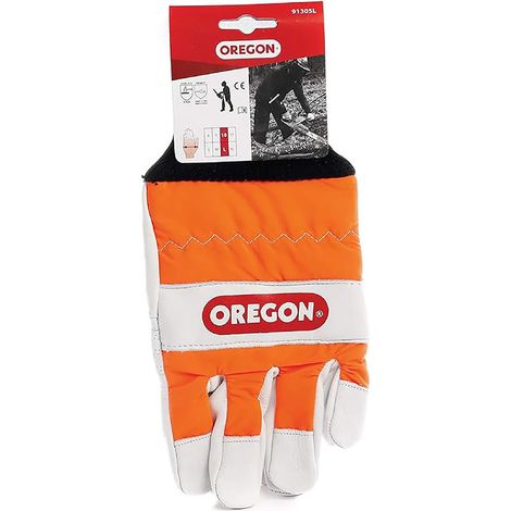 Oregon – Gants de protection anti-coupure orange Taille 10 – Cuir souple pour tronçonneuse – Confort optimal pour usage intensif