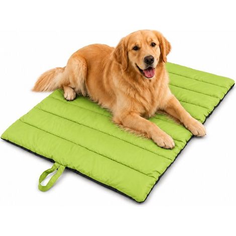 Alfombrilla impermeable perros exterior, 110 x 68 cm, Verde militar, Manta lavable perros coche maletero, Cama plegable bolsa almacenamiento (1/5)