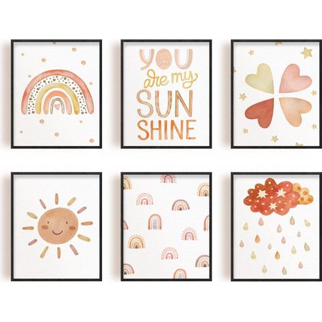Lot de 6 toiles d'art bohème You Are My Sunshine Unfarmmed 25 x 20 cm (1/5)
