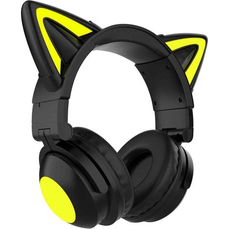 Faltbare Katzenohr-Kopfhörer, kabellos, Bluetooth 5.0 mit LED, automatische Farbwechsel-LED-Beleuchtung, Ohrhörer (1/5)
