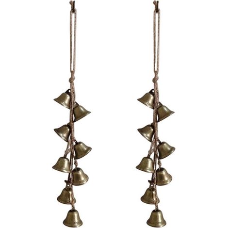 2er Set Hexenglocken Windspiel Antik Bronze Vintage Eisen Hängeglocken mit Seil