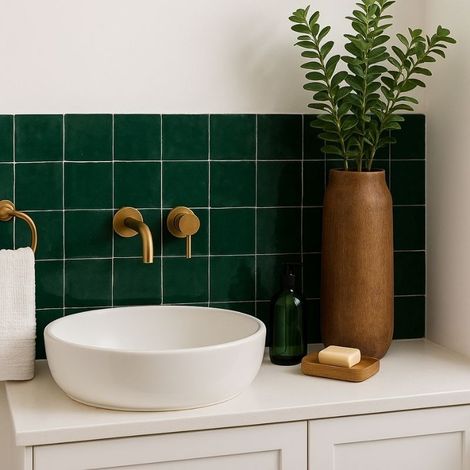 Véritable Zellige Marocain Vert Menthe N 36 10x10 cm - Paquet de 0,5 m² - Ti'ma Stone (1/5)