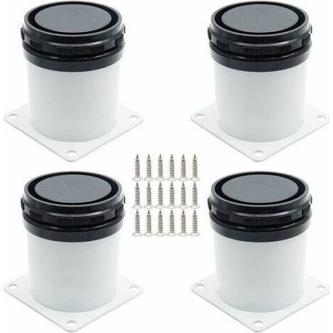 Ensemble de 4 Pieds de Meuble Réglables - Acier Inoxydable - Avec Vis - Blanc - Hauteur de 5cm (1/5)