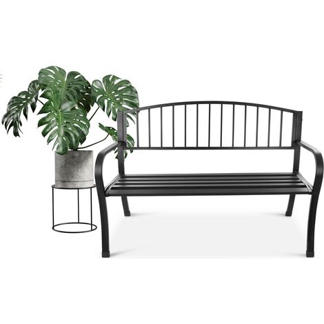 Gartenbank mit ruckenlehne parkbank fur terrasse und balkon metallkonstruktion
