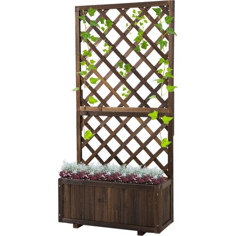 Pflanzkübel mit Rankgitter für Kletterpflanzen, aus Tannenholz, 72,5 x 31,5 x 149,5 cm