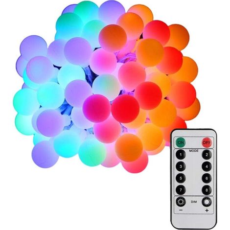 Luminaire de Noël, 10M, 80 LED, 8 modes, étanche IP44, luminosité réglable, télécommande 12 touches, USB, multicolore