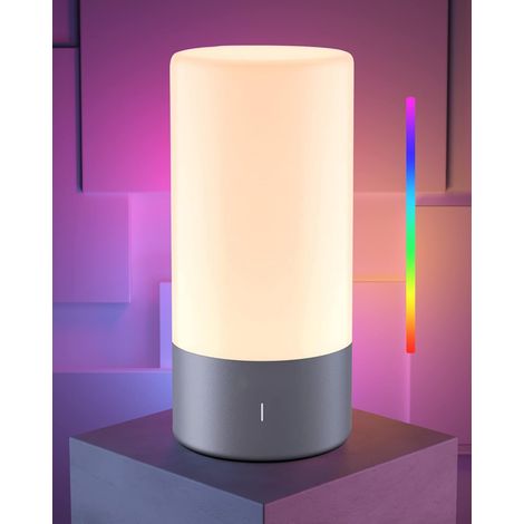 LED-Touch-Nachttischlampe mit 3 Helligkeitsstufen, warmweißem Licht, 256 RGB-Farben, tragbar