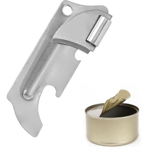 Ouvre-boîte en acier inoxydable style militaire portable ouvre-boîte porte-clés pour cuisine, voyage, camping, manuel de survie (1/5)