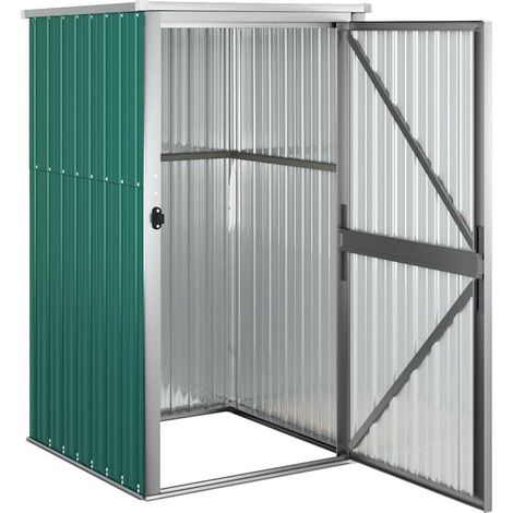 Abri de jardin métal vert, cabanon outils acier galvanisé, porte verrouillable, toit incliné, rangement extérieur, 1,26 m³, 88x89x161 cm