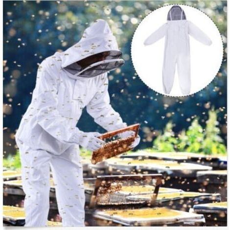 (XL) Beekeeping Clothing - White175-185cm, Bee Protective Equipment for Professional Beekeepers with Veil Hood (1/3)