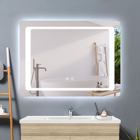 Aica Sanitarios  Espejo de baño con luz LED，espejo rectangular,brillo ajustable+ antivaho+ funciñon de memeoria agapada,80 x 60 cm. (1/5)