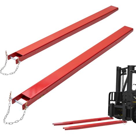 Rallonges de Fourches à Palette 2090x115 mm Extensions de Fourche pour Chariot Élévateur 1 Paire en Acier au Carbone avec Broches pour Déplacer et Transporter Charges Volumineux Lourds, Rouge (1/5)