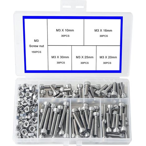 ZOLGINAH M3 Vis à Tête Cylindrique à Six Pans Creux en Acier Inoxydable 304 Pièces Mécaniques à Tête Cylindrique à Six Pans Creux et à écrous Bouton à Tête Hexagonale Socket (1/5)