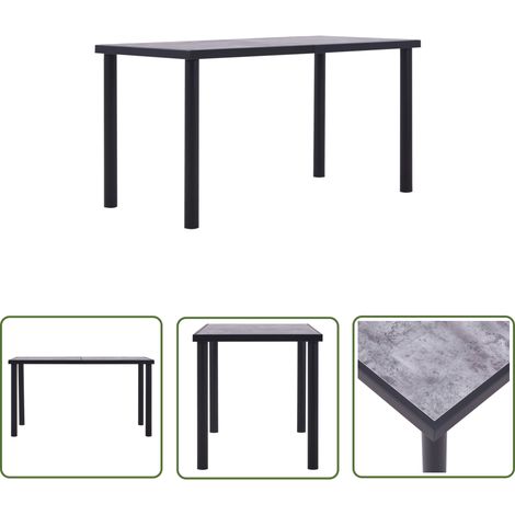 Table de salle à manger Noir et gris béton 140x70x75 MDF (1/5)
