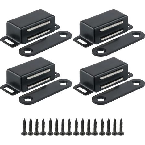 4 aimants de placard 4,6 cm loquet magnétique inox, noir (1/4)