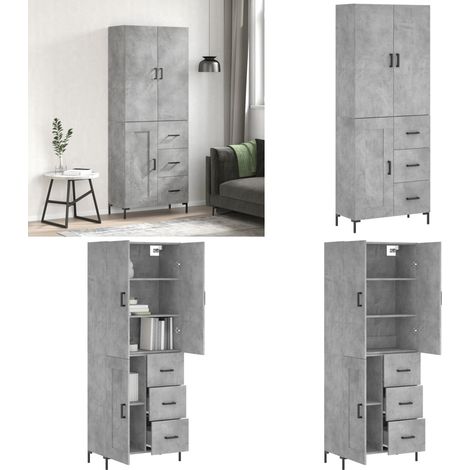 Credenza Grigio Cemento 69,5x34x180 cm in Legno Multistrato - Credenza grigio cemento - Credenza moderna