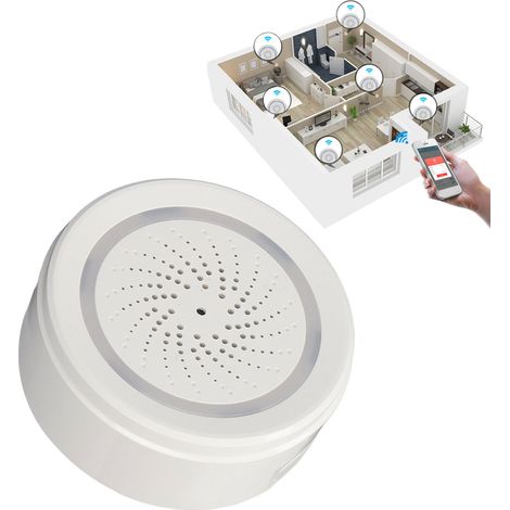 Alarme sonore et lumineuse WiFi Graffiti, alarme intelligente avec contrôle à distance via application, alimentation USB, piles non incluses (1/5)