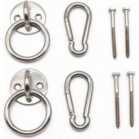 Kit de suspension pour hamac d’intérieur avec crochets mousquetons et vis en acier inoxydable (1/4)