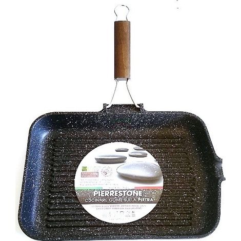 Bistecchiera Grill in Alluminio con Manico Pieghevole Pietra 25 x 35 cm Delizia (1/2)