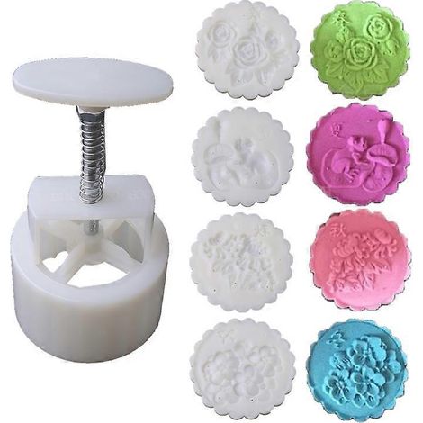 150g Mondkuchenform mit 4 Blumenstempeln, Handpresse, Mondkuchen-Gebäckform, DIY-Backform (1/5)