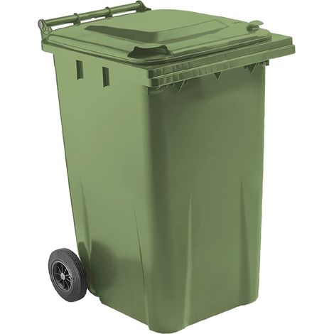 1 x 240L Grey Standard Sized Outdoor Recycling Wheelie Bins With Rubber Wheels & Lids