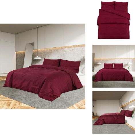 Bettwäsche-Set Bordeauxrot 220x240 cm Leichte Mikrofaser - Bettsachen - Bettwäsche - Microfaser - Bordeaux Rot - Zimmerdekoration (1/5)