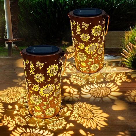 LED-Solar-Gartenleuchten, 2 Sonnenblumen-Hängeleuchten, wasserdicht, für den Außenbereich, ideal für Terrasse und Garten, Muttertagsgeschenk (1/5)