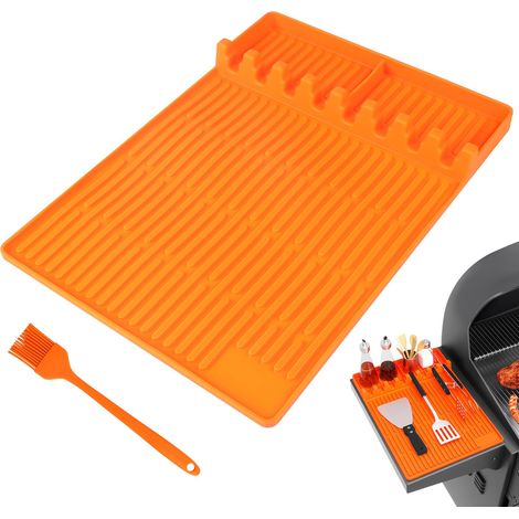 Tapis de Cuisson Barbecue Grils à Gaz Tablettes Latérales Orange (1/5)