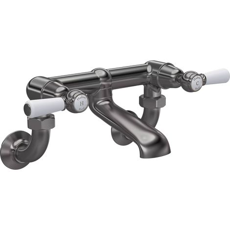 Hudson Reed White Topaz Wall Mounted Lever Bath Filler Tap - Brushed Pewter (1/2)