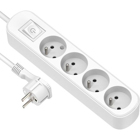 Electraline 32041 Ciabatta a 4 prese con interruttore/spina piatta, lunghezza del cavo: 1,5 m, colore: bianco (1/5)