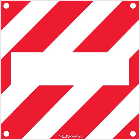 Panneau de signalisation + Zone neutre avec œillet - Standard 480x480mm - hachuré rouge/blanc - 3340877 (1/2)