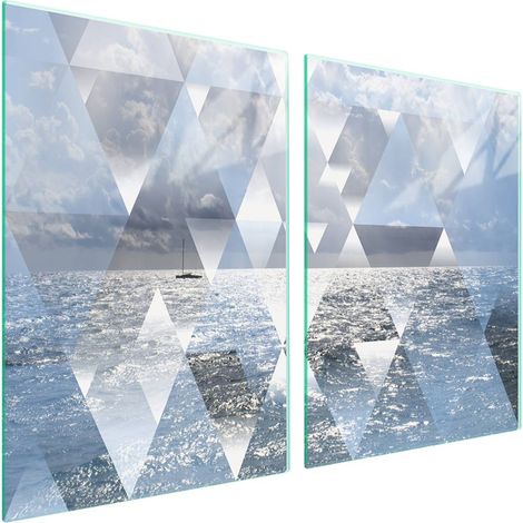 Plaque de protection en verre pour poêle 2x45x52 Mer (1/5)