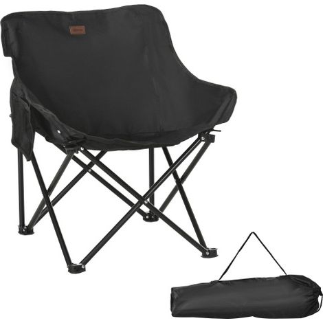 Meuble de jardin, Cadeira de jardin pliable avec bolsos laterais, pés em aço e bolsa para arrumação., gain de place, meuble extérieur, design moderne