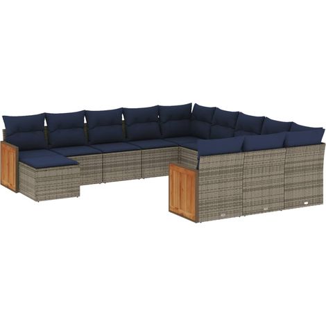 Maison Exclusive - Set Divani da Giardino 12 pz con Cuscini Grigio in Polyrattan (1/5)