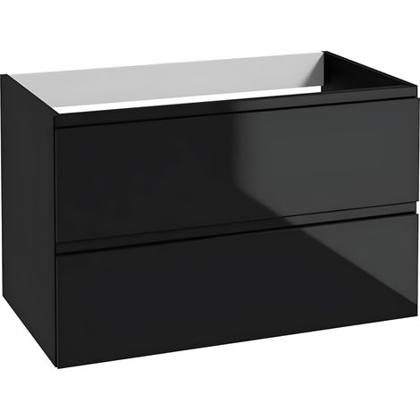 STAMAR  Badezimmerschrank - 100 cm - Schwarz glänzend - 2 ergonomische Schubladen - modernes Design