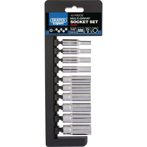 Draper Expert 1/4" Drive Deep Socket Set (10 Pieces) – Metric Multi-Drive® Deep Socket Set, Model 50048 (1/5)