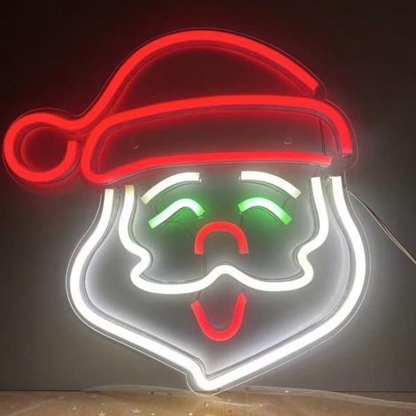 Enseigne lumineuse néon Père Noël LED à fixer au mur via USB, veilleuse unique pour Noël, décoration intérieure, bar ou fête. (1/5)