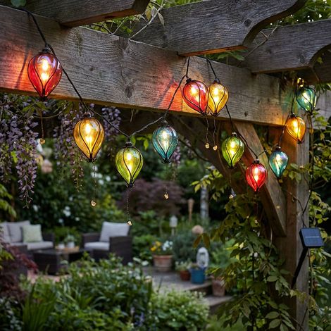 Luce solare LED luci fiabesche palloncini luce esterna decorazione giardino colore resistente alle intemperie, plastica, 10x LED bianco caldo, L 390 cm