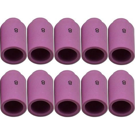 Accessoires de Chalumeau de Soudure TIG - Gobelets Céramiques de Buse en Alumine 13N12 8 Orifice 12,5mm - Adaptés pour PTA SR DB WP 9 17 18 20 25 26 - Pack de 10 (1/4)