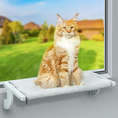 1 Lit Fenêtre Pour Chat, Structure Acier Nylon, Réglable Max 17,5cm, Support 16kg, Intérieur Rebord