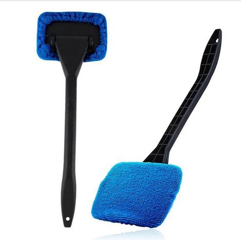 Nettoyant Pour Vitre Automobile - Manche Ergonomique Pivotant 33 Cm - Tapis Microfibre Lavable - Pour Pare-Brise Intérieur/Extérieur - Kit Complet ×1