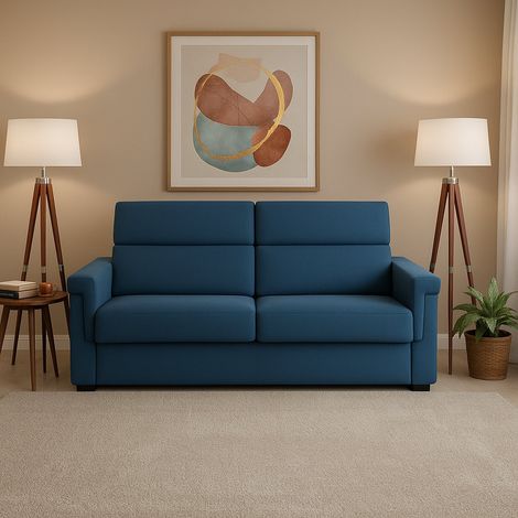 Sofá Cama 2 Plazas Tenna, Desenfundable, con Almacenamiento Hecho en Italia, Apertura de Abatible, 185x95 cm azul (1/5)