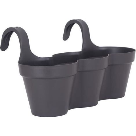ARTEVASI Pot de fleurs pour balcon Capri Individ - 30,5 x 54 x H 28 cm - 11 L - Gris anthracite (1/5)