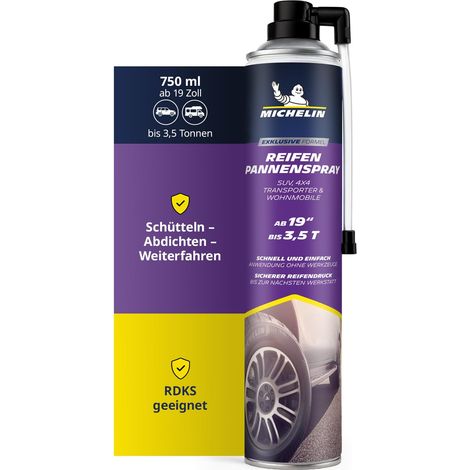 MICHELIN SPRAY ANTI-CREVAISON 750 ML - MASTIC ANTI-CREVAISON POUR SUV, 4X4, CAMIONNETTES ET CAMPING-CARS - POUR GRANDS PNEUS DE
