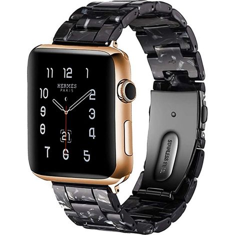 Bracelet de montre de remplacement fin en résine, compatible avec les Apple Watch Series 5/4/3/2/1 (38-40 mm / 42-44 mm). (1/5)