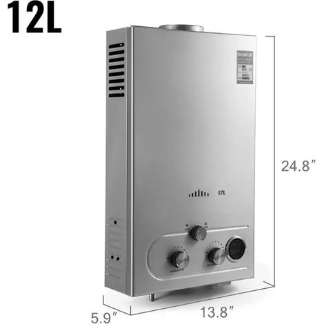 Scaldabagno Gas Propano In Acciaio Inox Basso Consumo LPG 12L