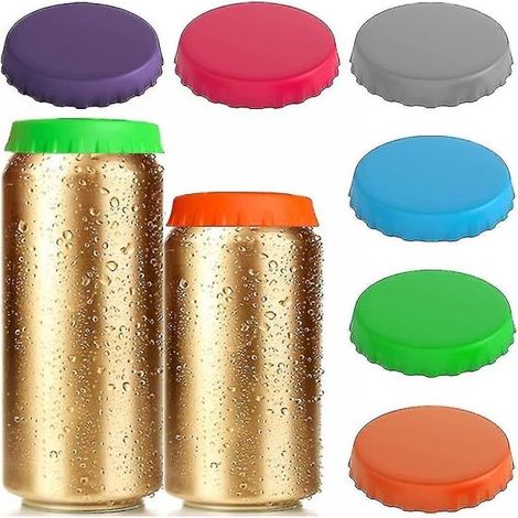 Soda Can Lock, 6-Pack Reusable Silicone Lids for Soda/Beverage/Beer, Fits Standard Soda Cans (Multi-Colored) (1/4)