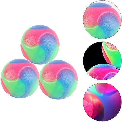 Set mit 3 leuchtenden elastischen Bällen für Hunde, Kätzchen und Welpen, phosphoreszierendes interaktives Spielzeug.