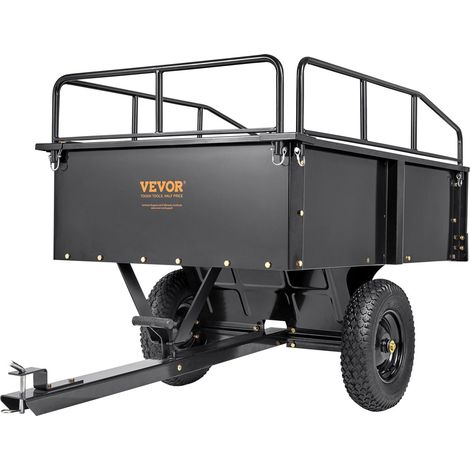 Remorque à Benne Basculante Capacité de Charge 340 kg Remorque Utilitaire de Jardin Robuste avec Côtés Amovibles Chariot de Transport à Déversement 0,34 m³​ pour Tracteur, Tondeuse à Gazon, VTT (1/5)