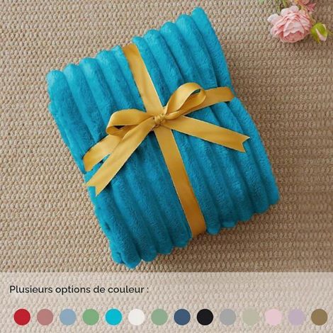 Pid Bleu Canard Couverture Poire pour Canape 125x150 Cadeau Cocooning Doux et Chaud,125 x 150 cm Bleu Canard BLEU CANARD COUVERTURE (1/5)